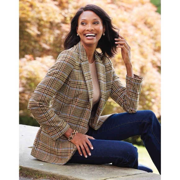 CHADWICKS Vintage Wool Blend Blazer, Single Breasted Long Sleeves Lined, camel - Picture 2 of 7